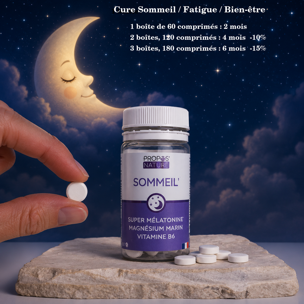 Complesso Sonno: Melatonina - Magnesio - Vitamina B6 60 compresse - Fabbricato in Francia