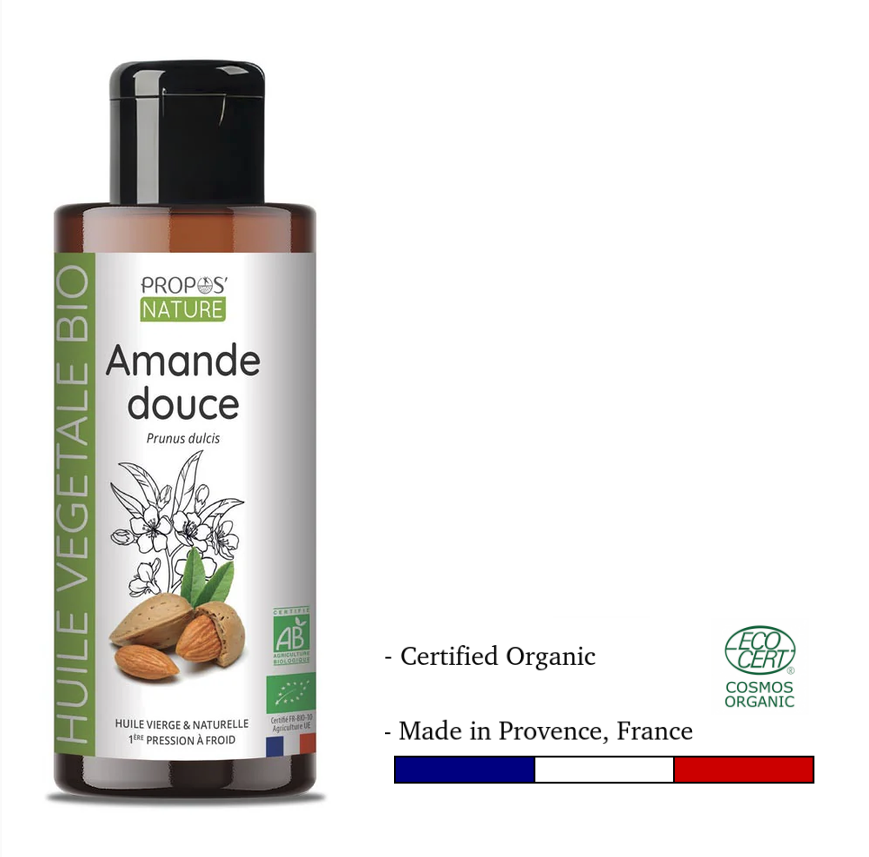 Huile d'Amande Douce Bio - 100% Naturelle - Première Pression à Froid - 100ml