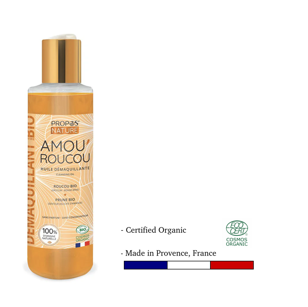 Huile Démaquillante Bio Amou'Roucou - Roucou & Vitamine E - Anti-âge & Éclat - 125ml