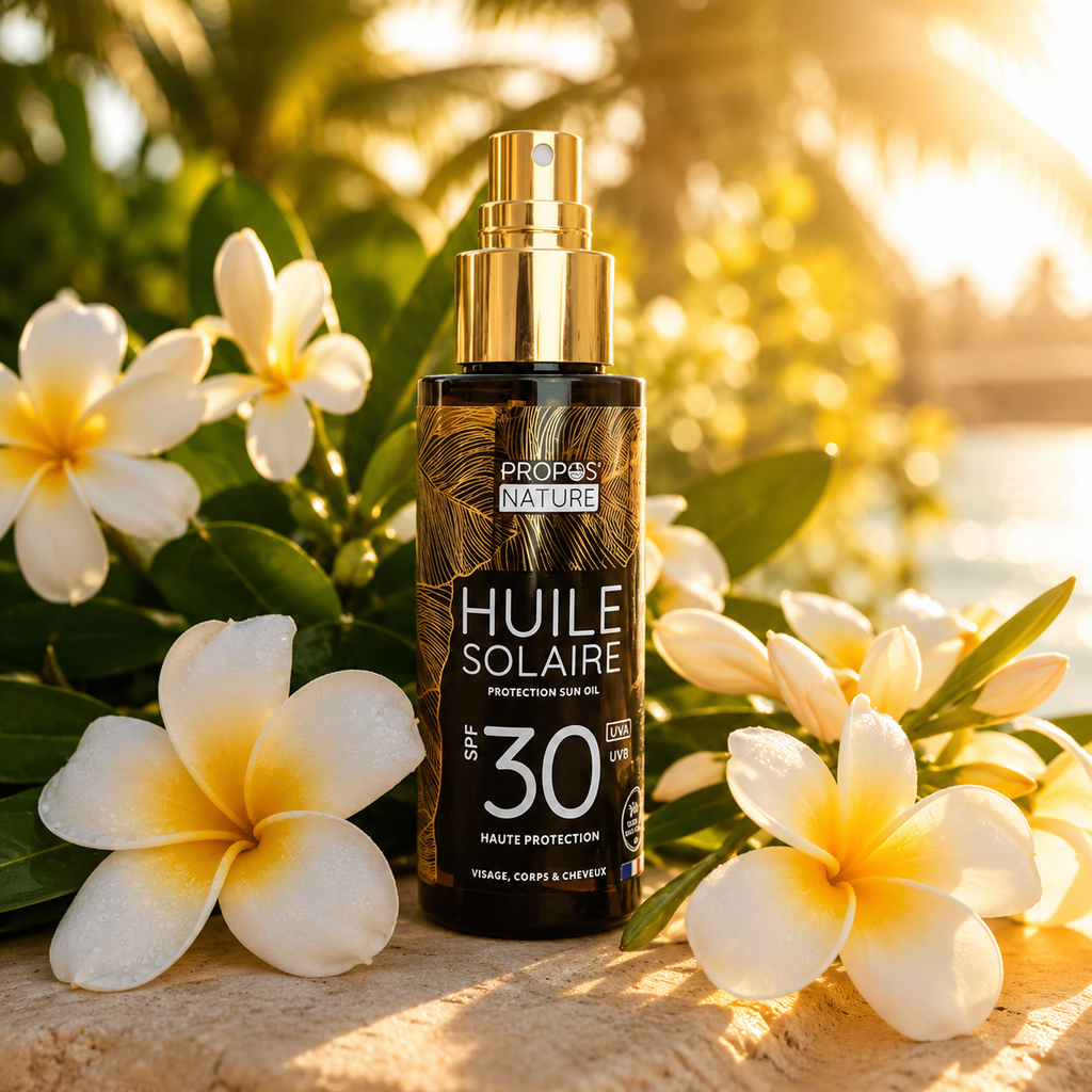 Olio solare alta protezione SPF30 al Monoï BIO 100 ml - Fabbricato in Francia