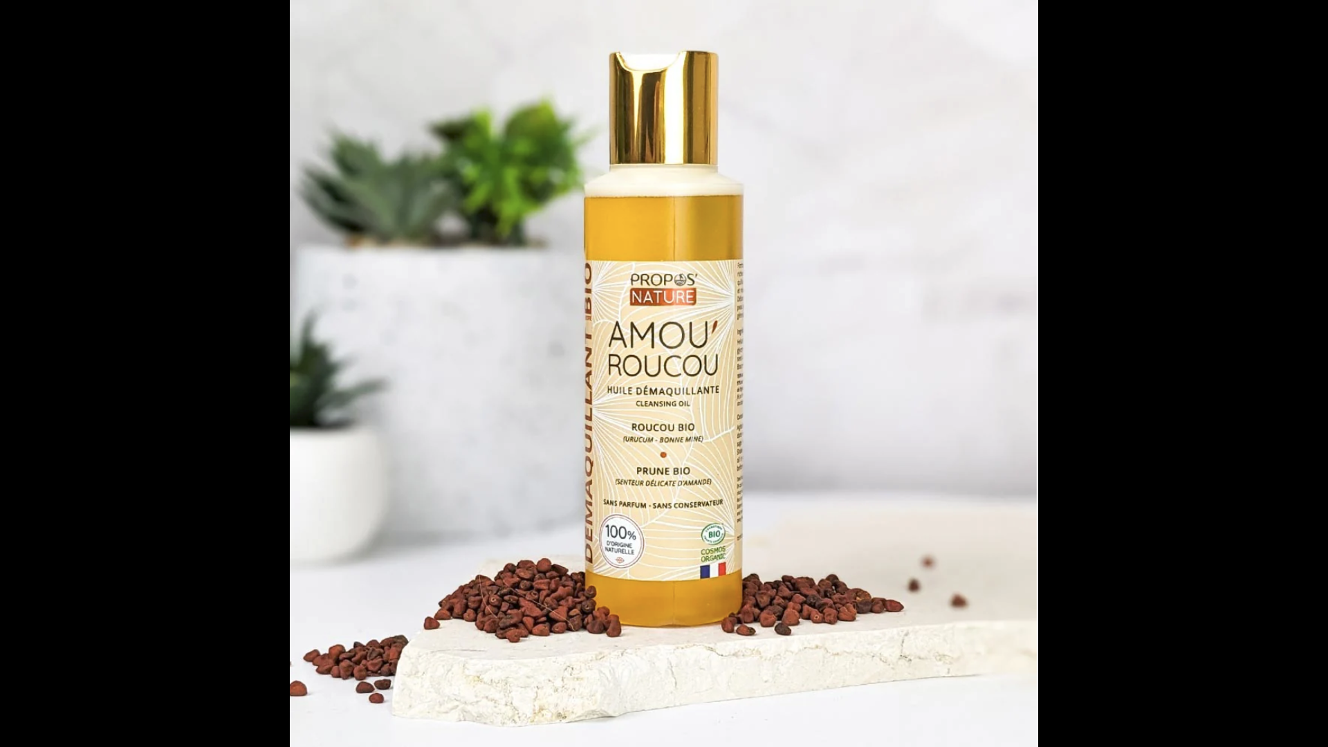 Huile Démaquillante Bio Amou'Roucou - Roucou & Vitamine E - Anti-âge & Éclat - 125ml