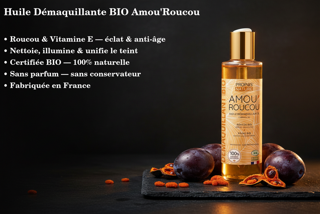 Huile Démaquillante Bio Amou'Roucou - Roucou & Vitamine E - Éclat - 125ml