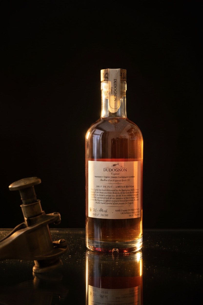 Dudognon Old Vintage — bouteille éclairée fond sombre