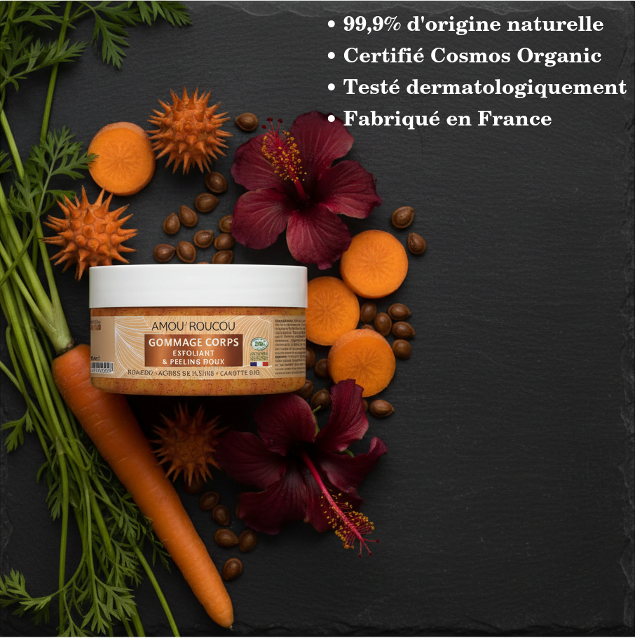 Gommage Corps Bio Amou'Roucou - Exfoliant & Peeling - Roucou, Acides de Fleurs & Carotte - 200ml