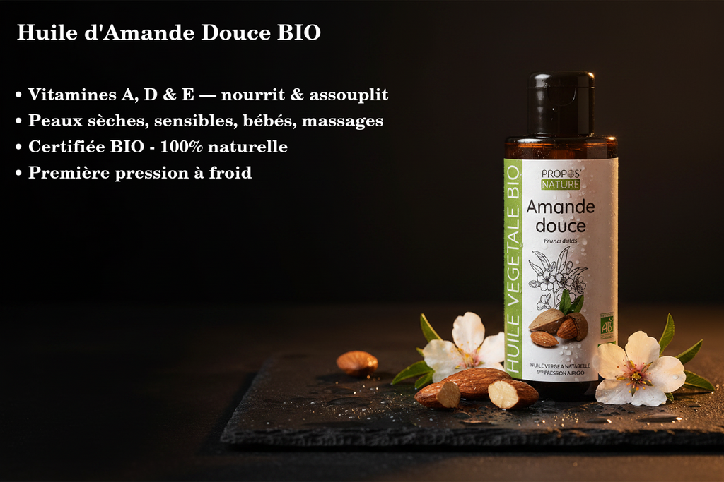 Huile d'Amande Douce Bio - 100% Naturelle - Première Pression à Froid - 100ml