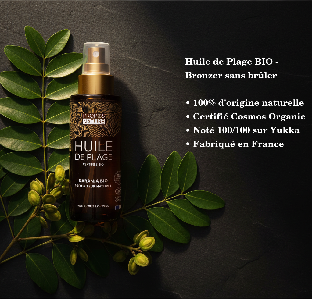 Huile de Plage Bio au Karanja - Huile Sèche Nourrissante & Sublimatrice de Bronzage - 75ml