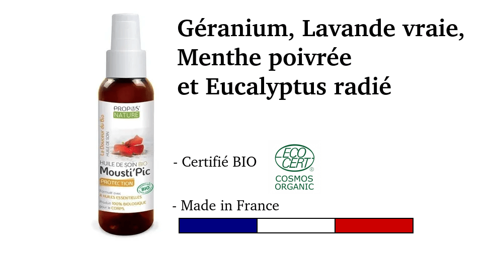 Huile de protection Mousti'pic BIO 100 ml - Fabriqué en France - Soin Corps BIO fabriqué en France - D.Crouzet