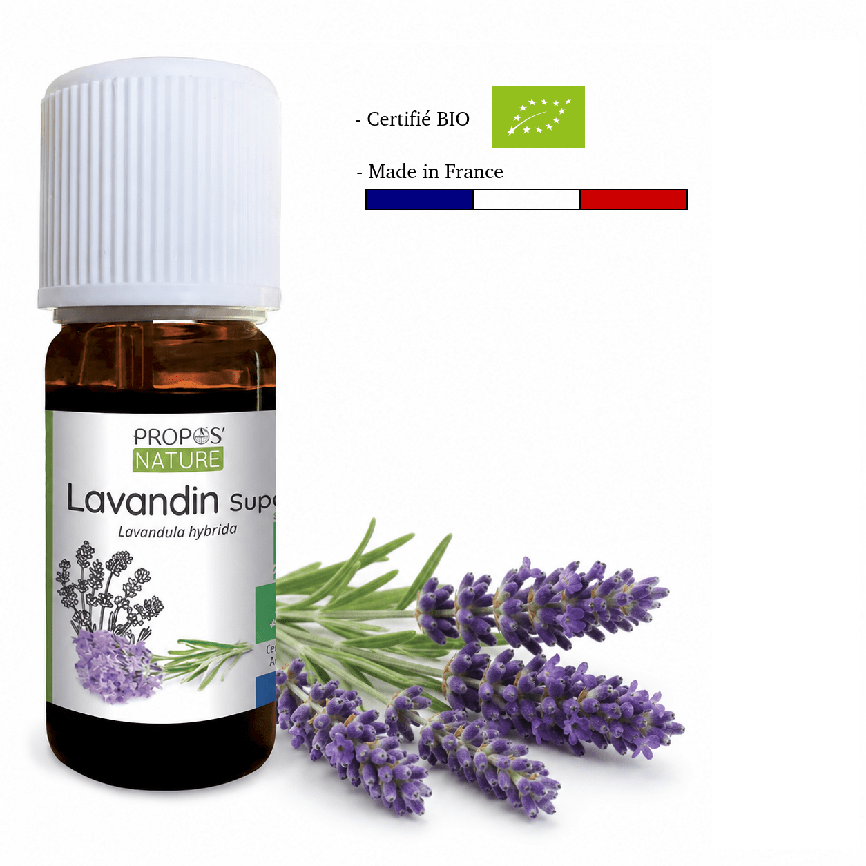 Huile essentielle de Lavandin super Bio 10 ml - HEBBD - Huile essentielle BIO fabriqué en France - D.Crouzet