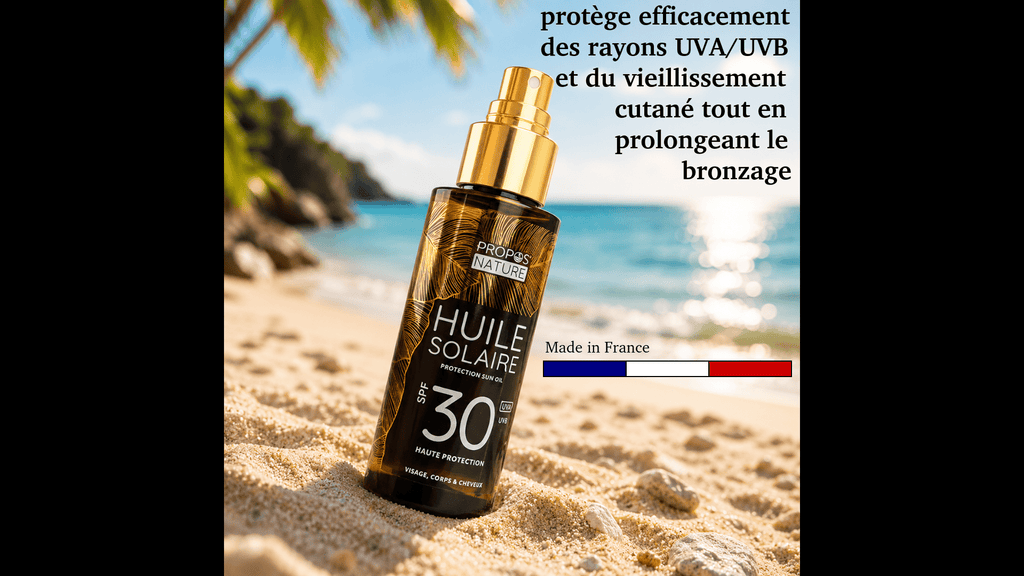Huile Solaire haute protection SPF30 au Monoï BIO 100 ml - Fabriqué en France - Soin Corps BIO fabriqué en France - D.Crouzet