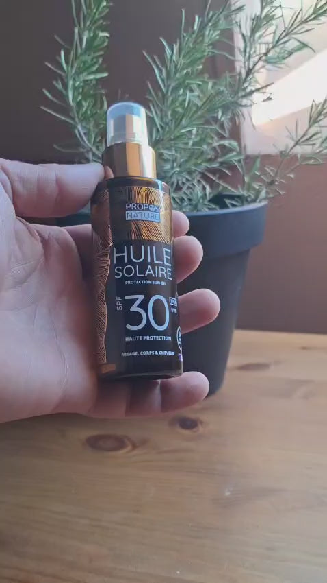 Olio solare alta protezione SPF30 al Monoï BIO 100 ml - Fabbricato in Francia