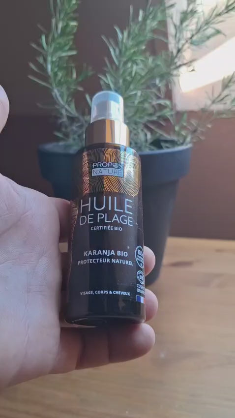 Huile de Plage Bio au Karanja - Huile Sèche Nourrissante & Sublimatrice de Bronzage - 75ml