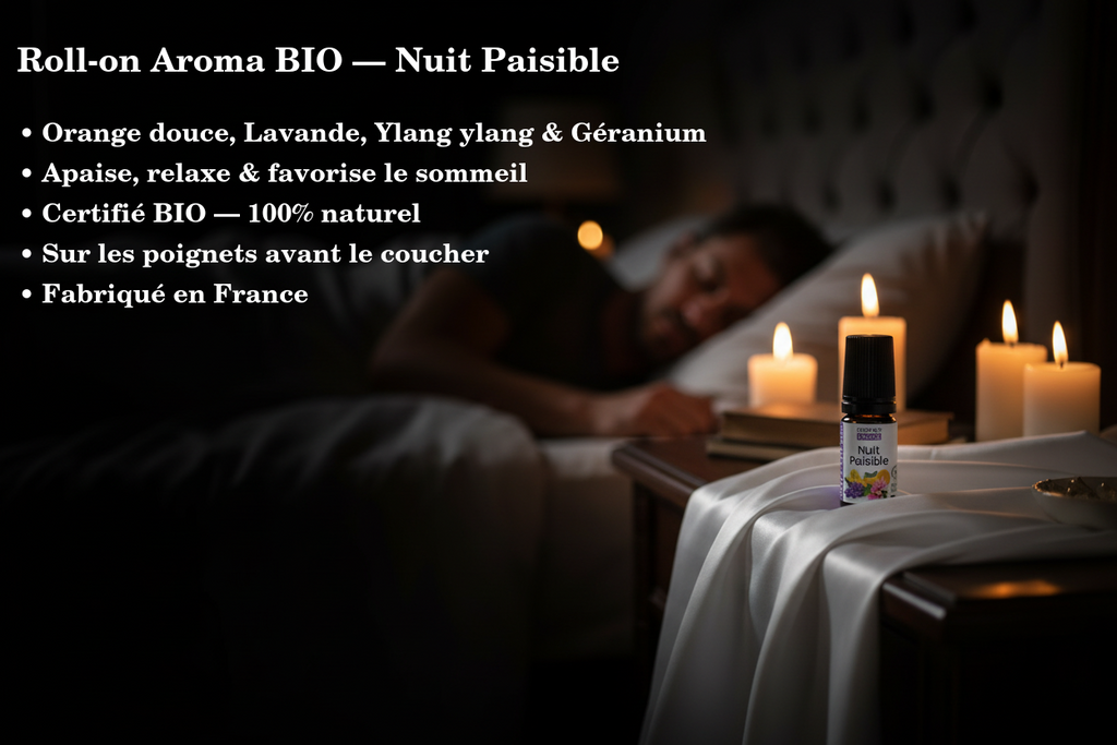 Roll-on aroma BIO Notte tranquilla - Oli essenziali BIO 5 ml - Fabbricato in Francia