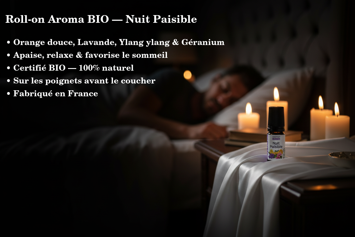 Roll-on aroma BIO Notte tranquilla - Oli essenziali BIO 5 ml - Fabbricato in Francia