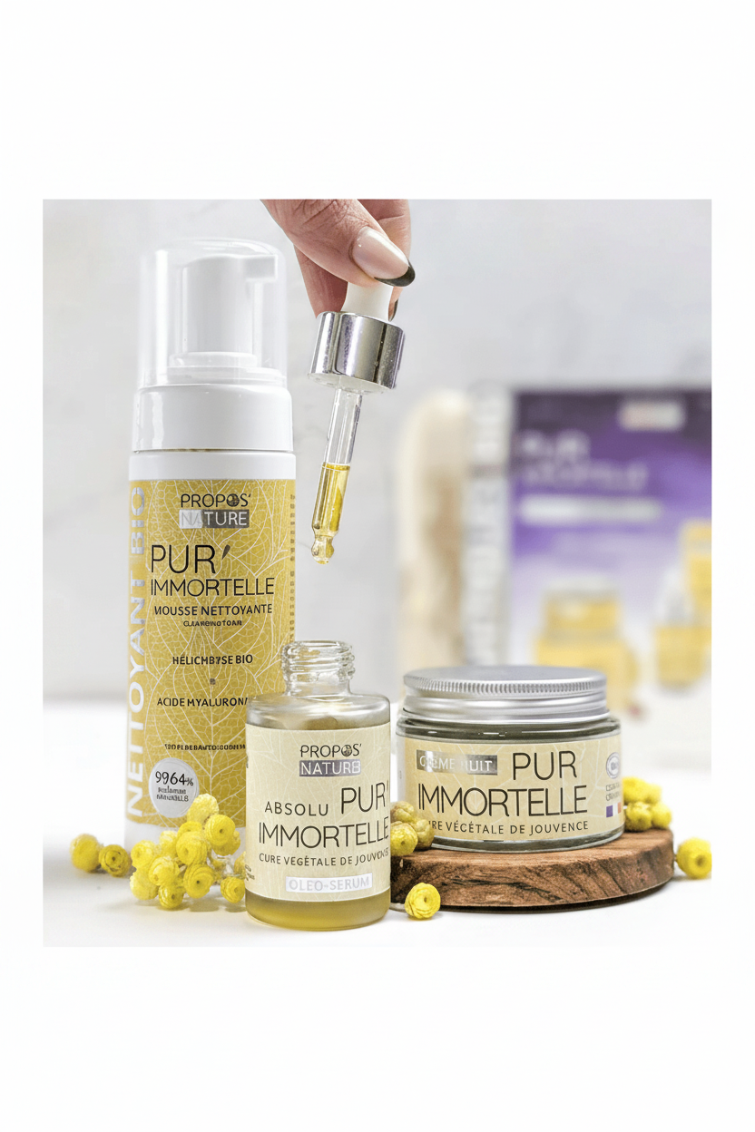 Trousse Pur'Immortelle — format portrait Pinterest