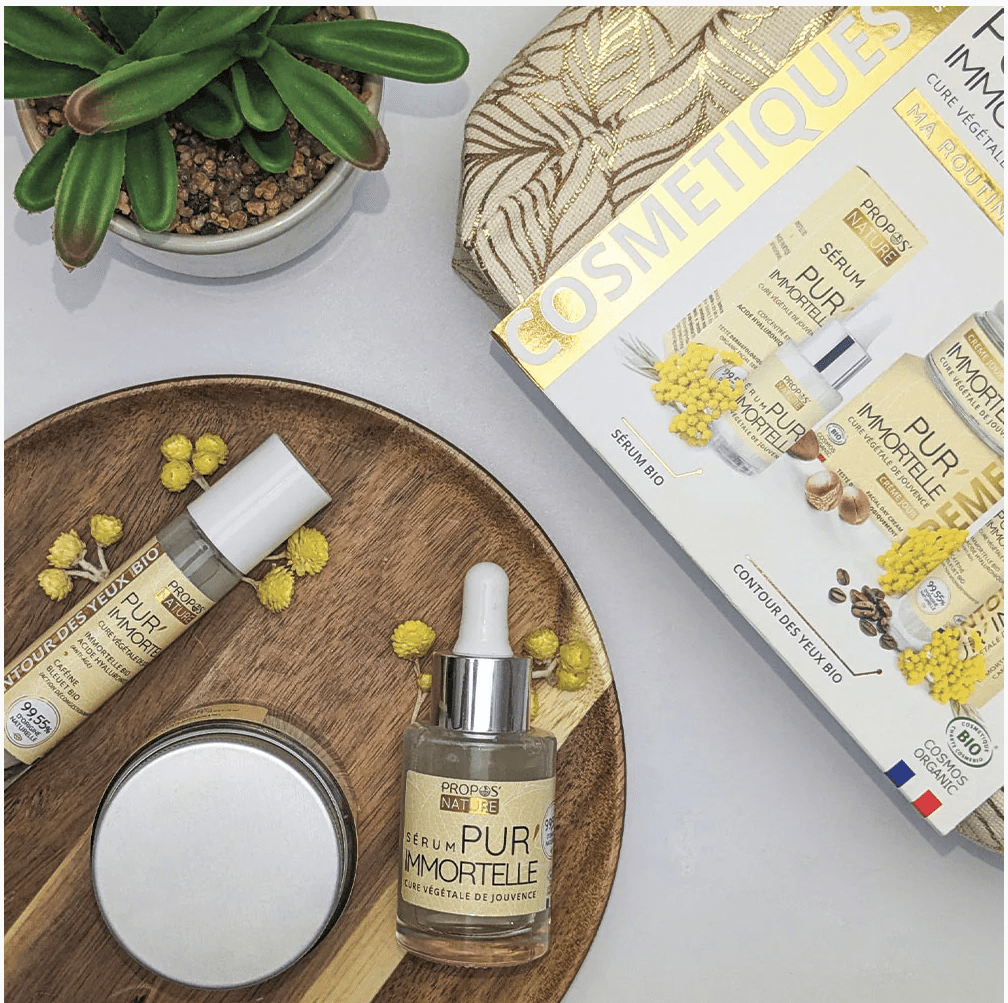 Trousse Routine jour Pur'Immortelle 3 soins BIO - Fabriqué en France - Coffret cosmétique BIO fabriqué en France - D.Crouzet