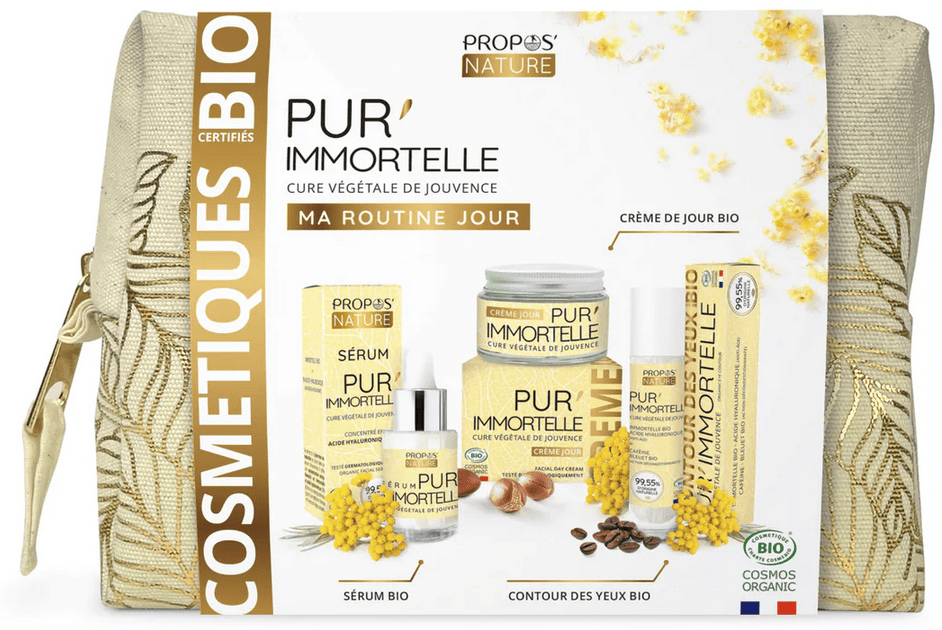 Trousse Routine jour Pur'Immortelle 3 soins BIO - Fabriqué en France - Coffret cosmétique BIO fabriqué en France - D.Crouzet