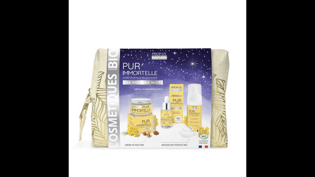 Trousse Routine nuit Pur'Immortelle 3 soins BIO - Fabriqué en France - Coffret cosmétique BIO fabriqué en France - D.Crouzet